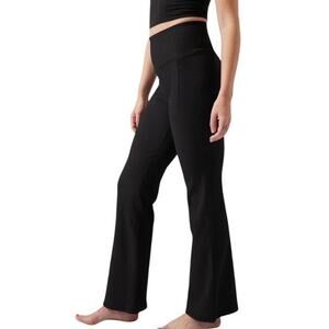 Athleta Salutation Stash Rib Flare Pants Size XS Black High Rise Yoga Athleisure